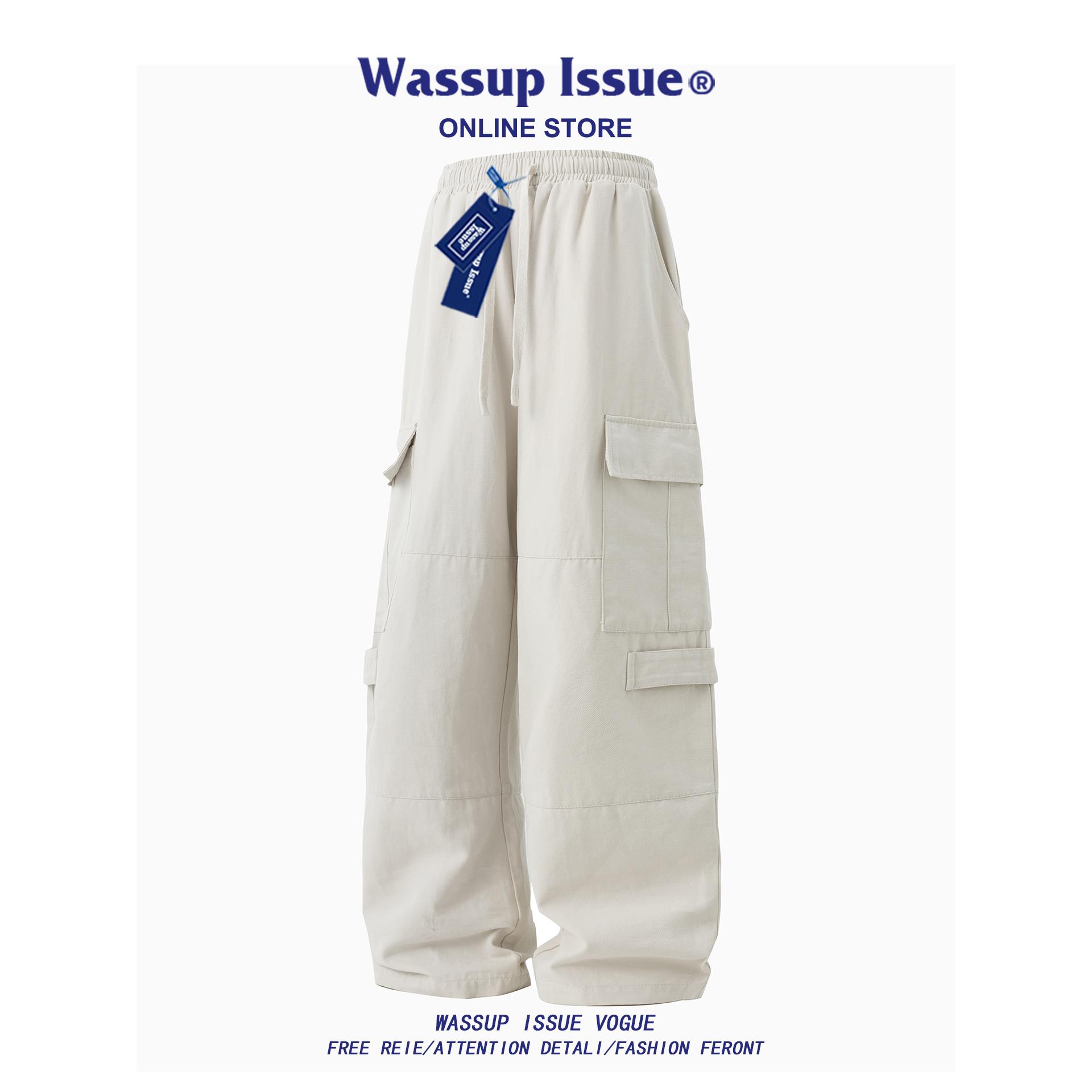 WASSUP ISSUE日系工装裤子男款夏季宽松直筒阔腿裤纯棉休闲长裤男