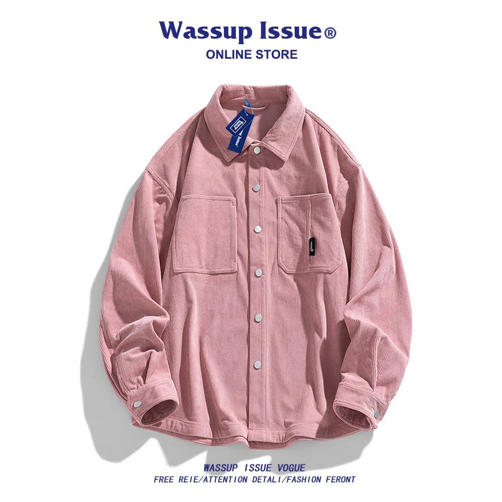 WASSUP ISSUE日系复古灯芯绒衬衫外套男款春秋时尚休闲翻领上衣男
