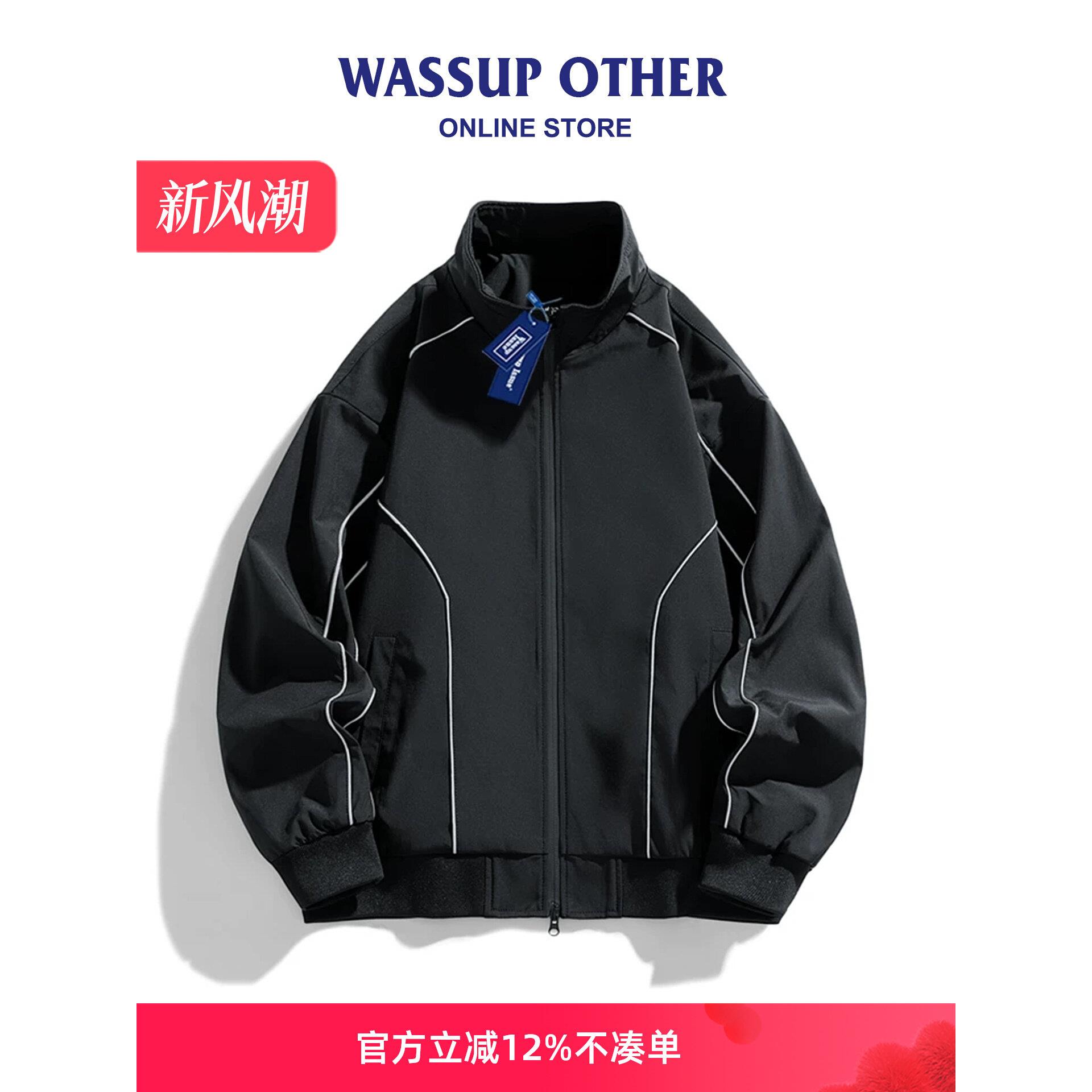 WASSUP OTHER美式反光条立领夹克男款春秋季潮牌痞帅设计感外套男