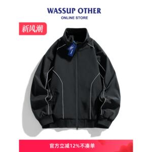 WASSUP OTHER美式反光条立领夹克男款春秋季潮牌痞帅设计感外套男