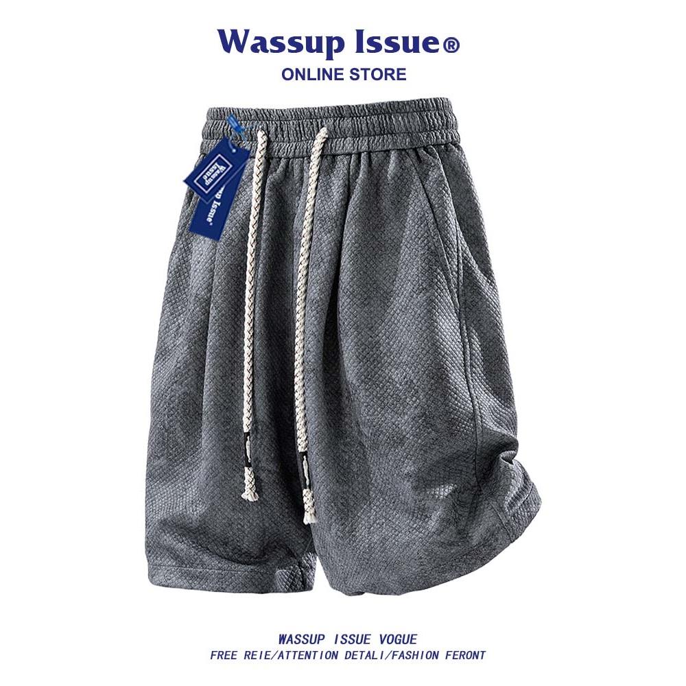 WASSUP ISSUE美式休闲短裤男款夏季痞帅直筒宽松阔腿运动五分裤男