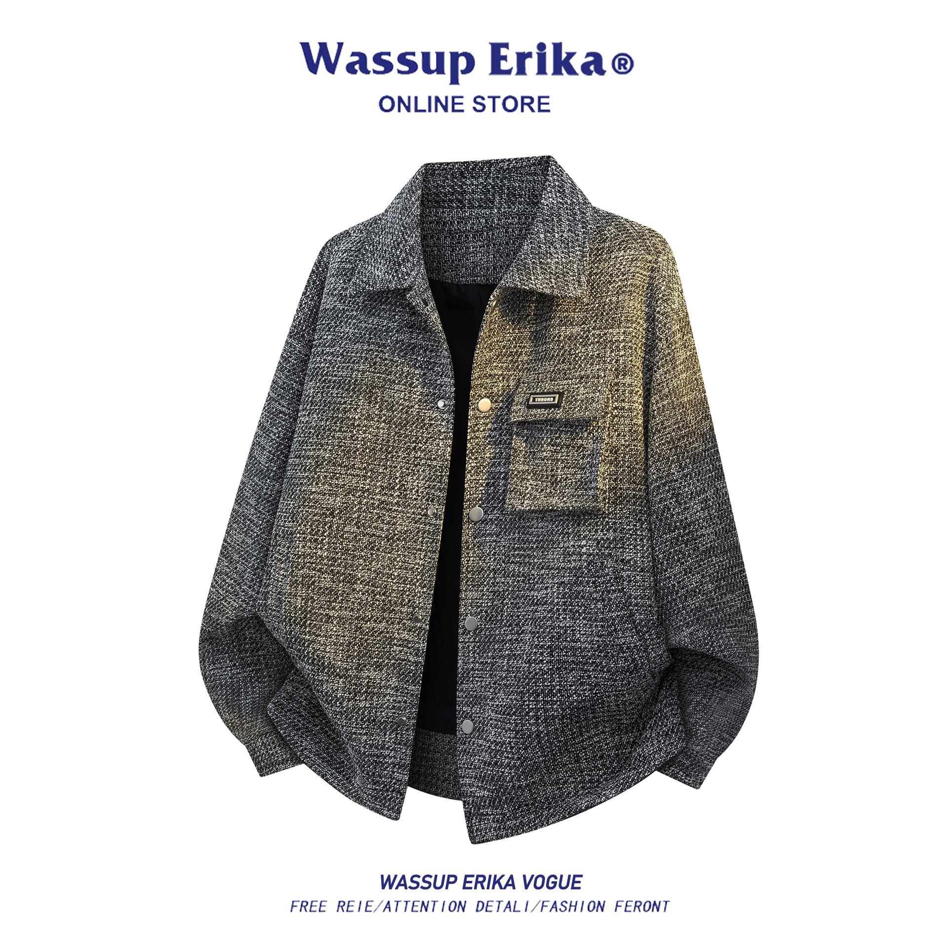 WASSUP ERIKA小香风提花牛仔外套男春秋季潮牌高级感痞帅宽松夹克