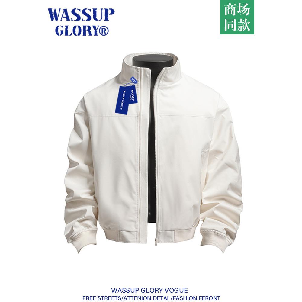 WASSUP GLORY飞行员夹克男春季美式工装休闲上衣宽松运动立领外套