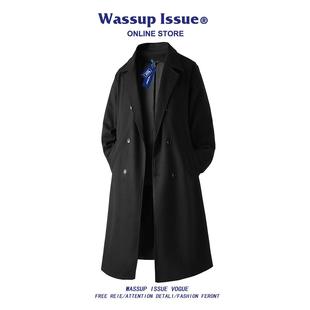 春秋季 毛呢大衣男款 高级感过膝风衣呢子外套男 ISSUE中长款 WASSUP