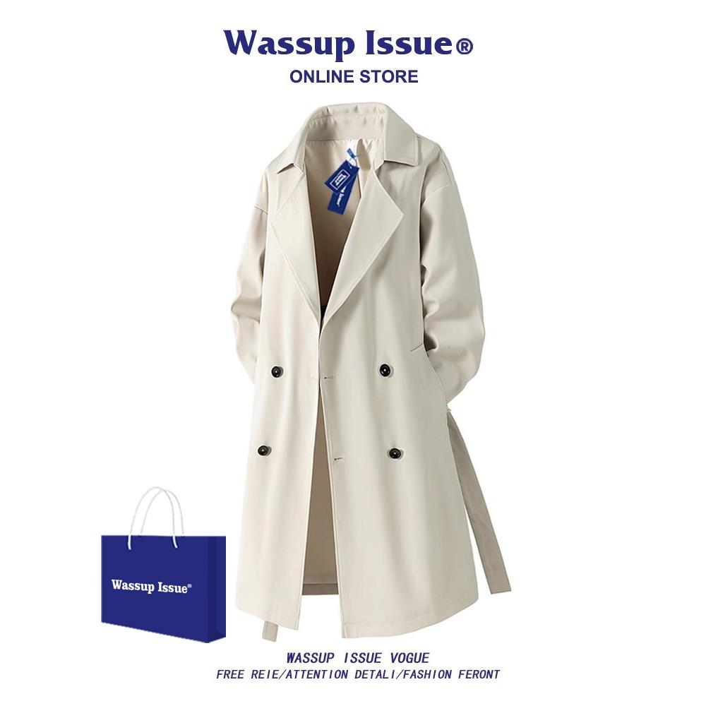 WASSUP ISSUE美式中长款风衣男春秋季英伦风夹克翻领大衣外套男款