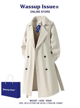 WASSUP ISSUE美式中长款风衣男春秋季英伦风夹克翻领大衣外套男款
