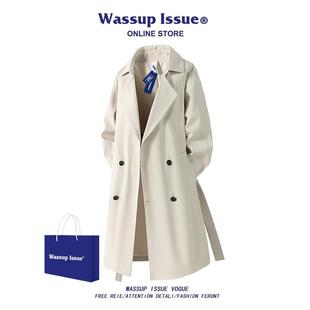 WASSUP ISSUE美式中长款风衣男春秋季英伦风夹克翻领大衣外套男款