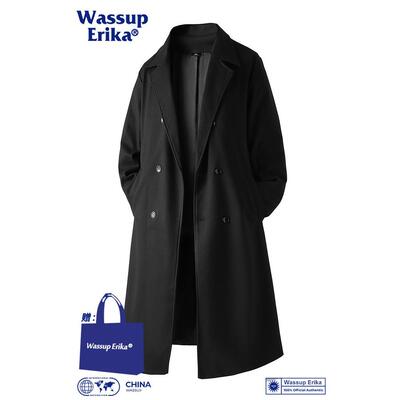 WASSUP ERIKA中长款毛呢大衣男款秋冬季高级感过膝风衣呢子外套男