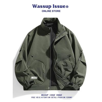 WASSUP ISSUE美式飞行员夹克男款春秋季潮牌大码棒球服工装外套男