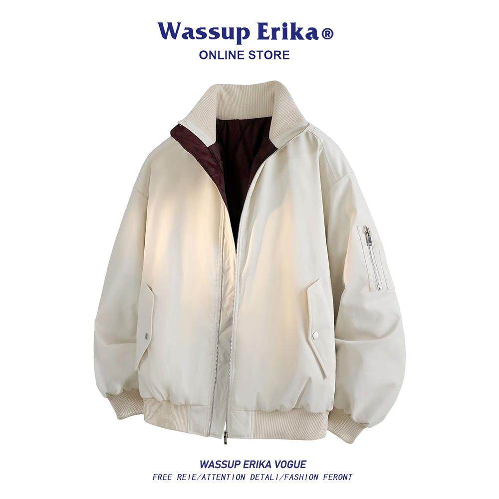 WASSUP ERIKA棉服外套男款冬季2025新款美式高街工装飞行员棒球服