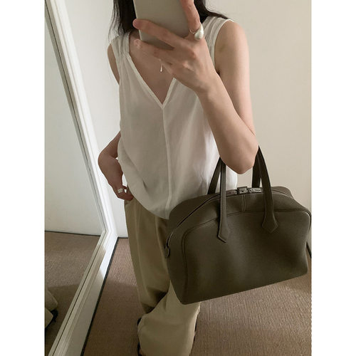 bluepops2024夏季新款韩版简约风纯色褶皱宽松V领背心无袖上衣女