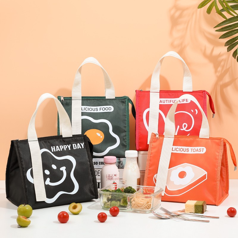 饭盒袋手提便当包学生上班族带饭长织带加厚铝箔防水保温包午餐包