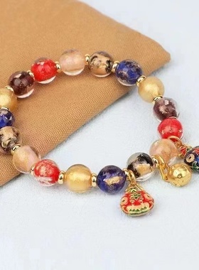 杭州灵隐琉璃吞金兽手串