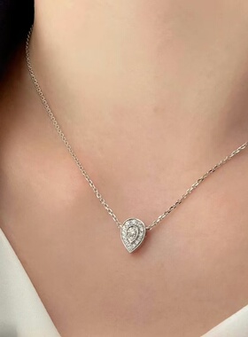 水滴项链S925纯银材质满钻银色短款项链锁骨链女颈链夏季时尚气质