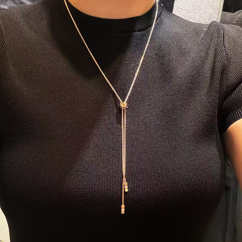 独特小众蜂巢项链女轻奢小众设计感高级cnc玫瑰金色V金材质毛衣链