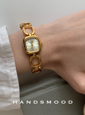 handsmood 金色镂空方块手链设计感时尚气质百搭女手表G168