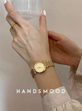 handsmood韩国时尚小众复古金色链条ins网红潮流石英表手表女AG55