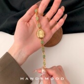 handsmood 绿玉石精致小巧椭圆小表盘轻奢小众精致女士手表