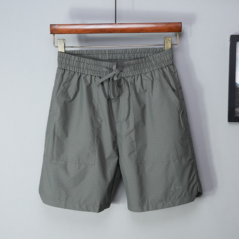 新款夏季薄款网眼休闲短裤男宽松直筒五分沙滩运动系带超薄中裤