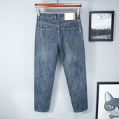 男宽松小直筒春夏季 2025新款 九分牛仔裤 浅蓝春秋水洗纯棉无弹