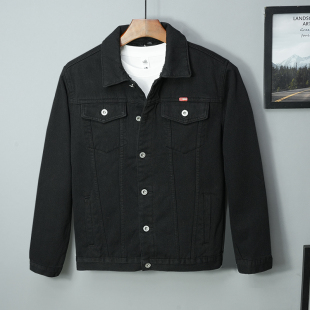 加绒加厚秋冬季黑色牛仔外套男休闲夹克短款保暖上衣2025新款