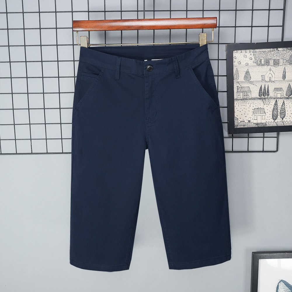 七分裤男夏季薄款宝蓝2026新款宽松休闲短裤直筒六分弹力高端纯棉