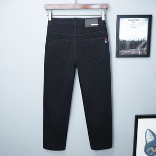 加绒加厚秋冬季九分休闲牛仔裤男锥形小直筒黑色春秋弹力高端2025