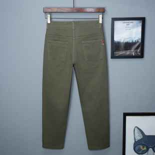 纯棉2025新款秋季九分休闲牛仔裤男小宽松小直筒军绿秋冬季高端