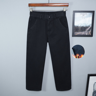 加绒加厚秋冬款2025纯棉九分休闲裤男宽松直筒长裤春秋高端保暖