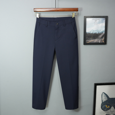 2025新款春秋季九分休闲西裤男士直筒宝蓝商务高级感正装裤子深蓝