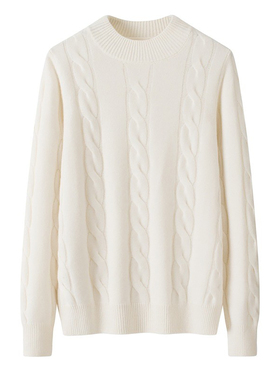 秋冬新款羊绒绞麻花套头毛衣针织衫半高领羊毛加厚保暖羊绒衫