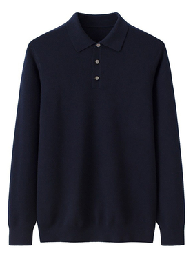 翻领男式68支双提加厚精纺100纯山羊绒商务polo衫毛衣中年羊绒衫