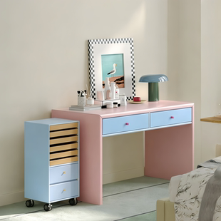 瑞典Arte 多巴胺梳妆台化妆桌定制中古写字卧室书房带抽屉书桌子