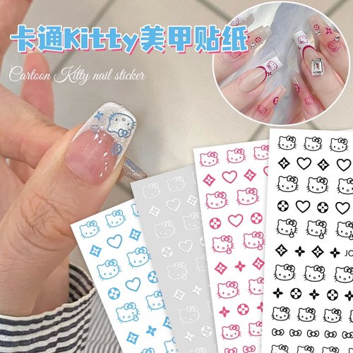 6色可选中国美甲贴纸可爱猫猫头