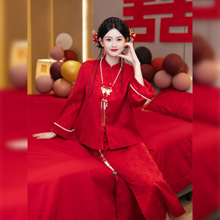 红色旗袍2026新款冬季订婚礼服新中式套装敬酒服小个子新娘回门服