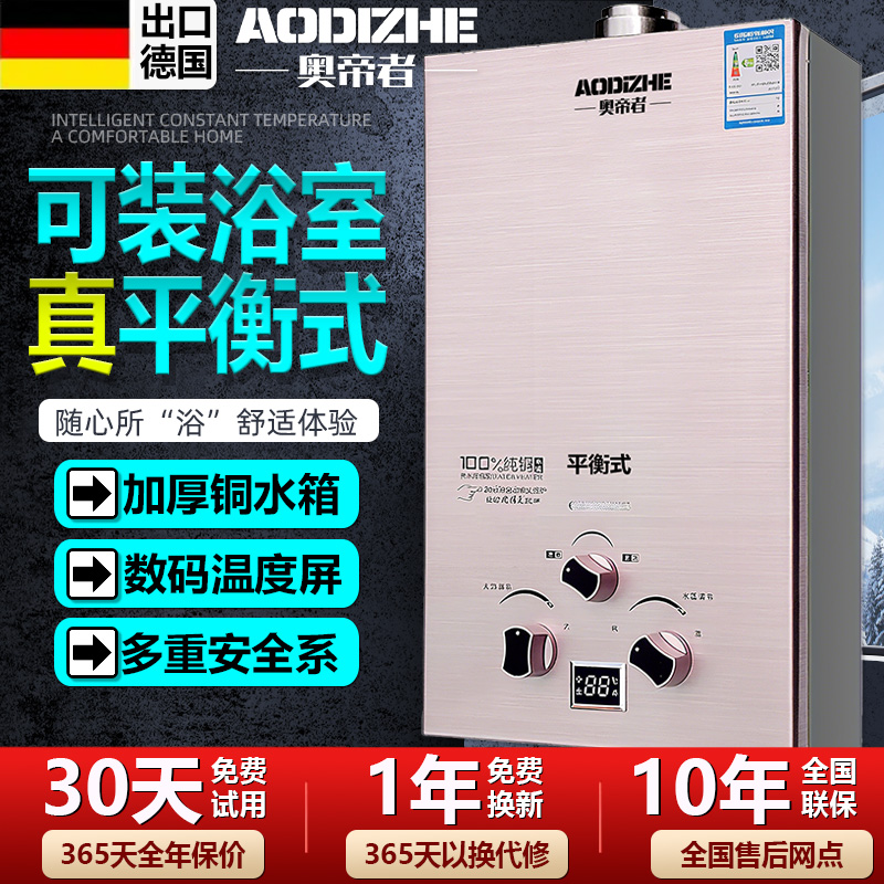 德国出口】平衡式燃气热水器家用天然气煤气瓶罐液化气强排式洗澡