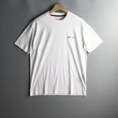 高端奢华男商务休闲短袖 优外汇 欧美Z家原货纯色刺绣圆领修身 T恤