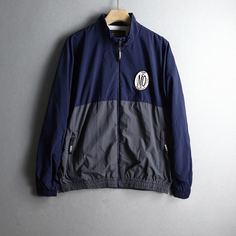 优外汇 欧美出口单ben steven户外秋款立领插肩风衣 徽章拼色外套