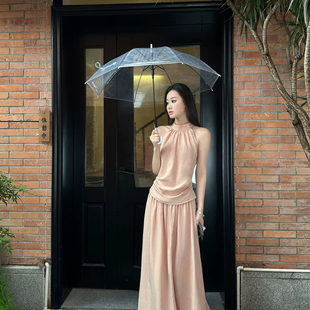 26年夏上新雾粉淡人天菜收褶高级感天丝背心 半身4026 甜莓派 TMP