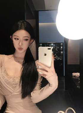 Simida斯密达-26年早春蕾丝花边吊带美背内衣+v领罩衫长袖TY8185#