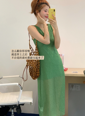 Vaoom-162以上拍（长款）超韩感清新森林绿碎花超显白吊带背VC902