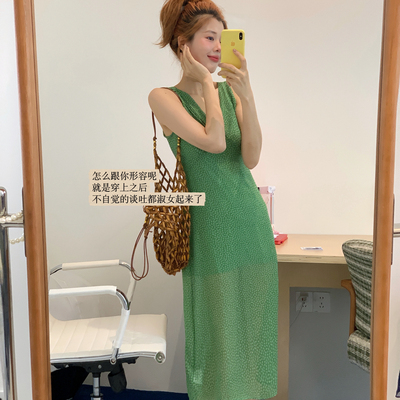 Vaoom-162以上拍（长款）超韩感清新森林绿碎花超显白吊带背VC902