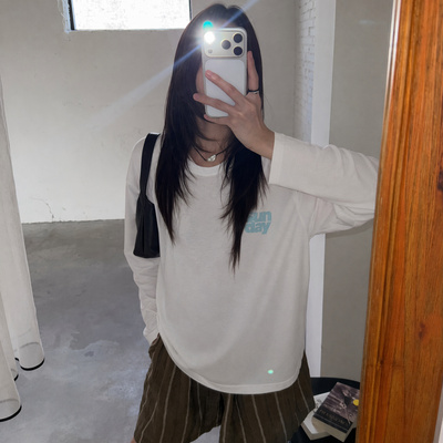 HYGGE-上新ing～休闲LOOK～韩系前后字母长袖T恤(含68棉料)T61892