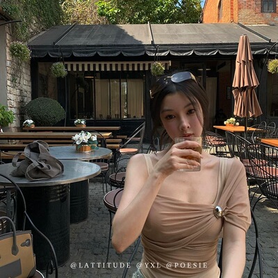 Simida斯密达-26年夏上新纯欲天菜金属扣不对称高级裸色弹力2645D