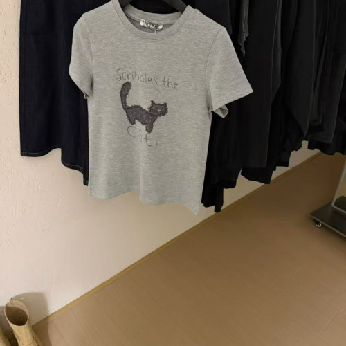 UNCLE BE-26年夏上新凌乱长尾巴猫咪字母短袖T恤88950