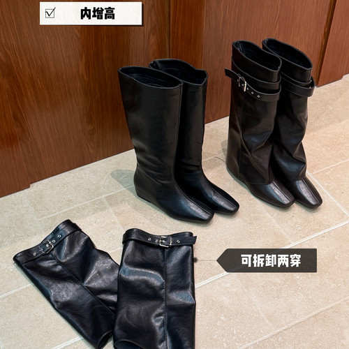 小梅鞋业-冬上新两穿内增高长靴瘦瘦骑士靴复古百搭长靴V-30623-1