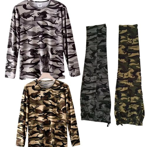 套装迷彩夏季薄款男士中年冰丝