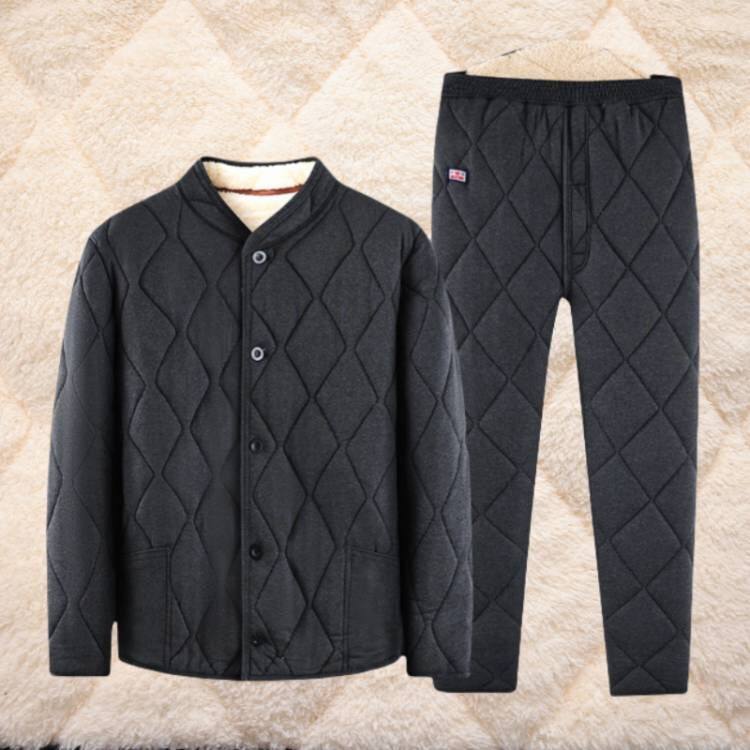 中老年人男士棉袄外穿冬季加厚棉服爸爸加绒保暖爷爷棉衣套装