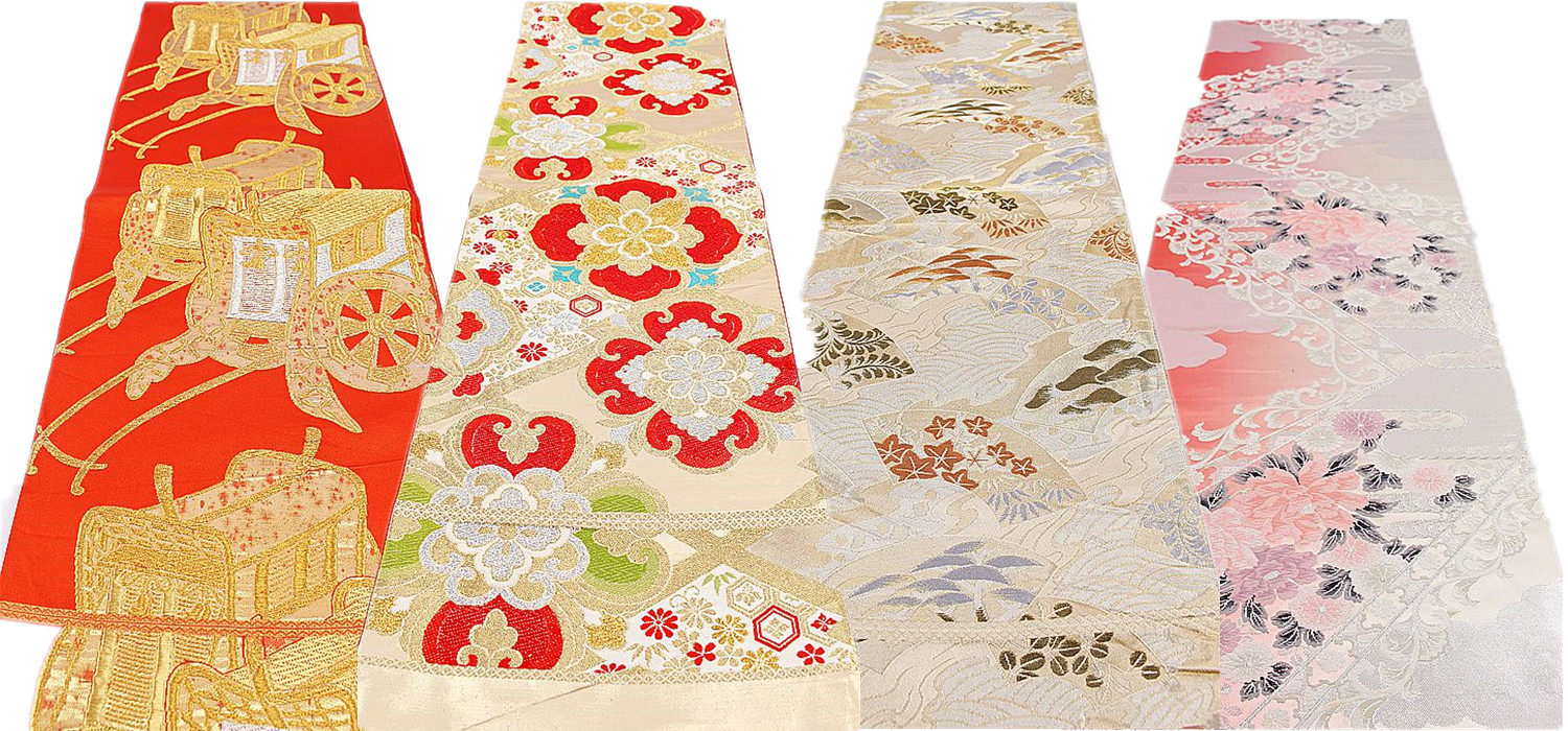 vintage古着复古日本正绢桌旗金线腰带装饰九百棉西阵织 357