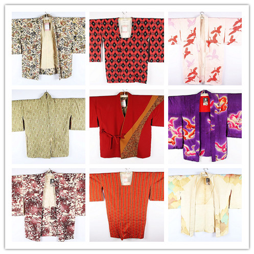 古着vintage传统日本和服纯色印花浴衣羽织和风舞台宽松短外套204
